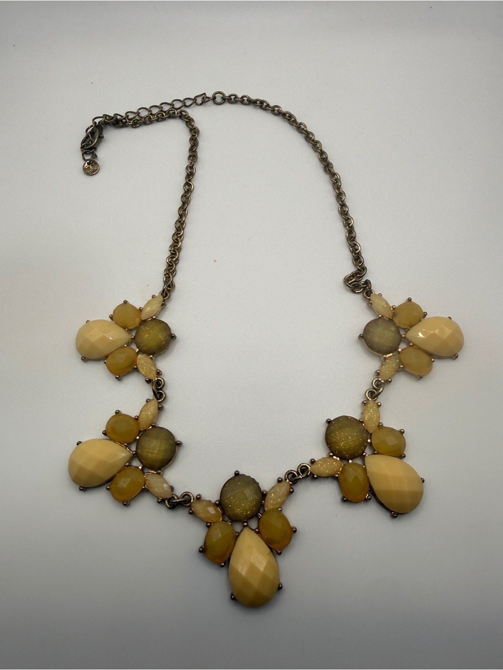 Charming Charlie Yellow Cluster Gemstone Statement Necklace